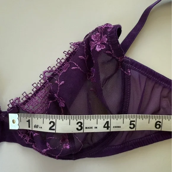 La Perla Lace Bra Royal Purple Sheer 34B - Picture 9 of 10